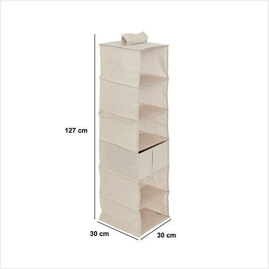 5 FIVE SIMPLY SMART - Rangement chaussures "Groomy" 6 cases avec panier beige 127x30cm - large