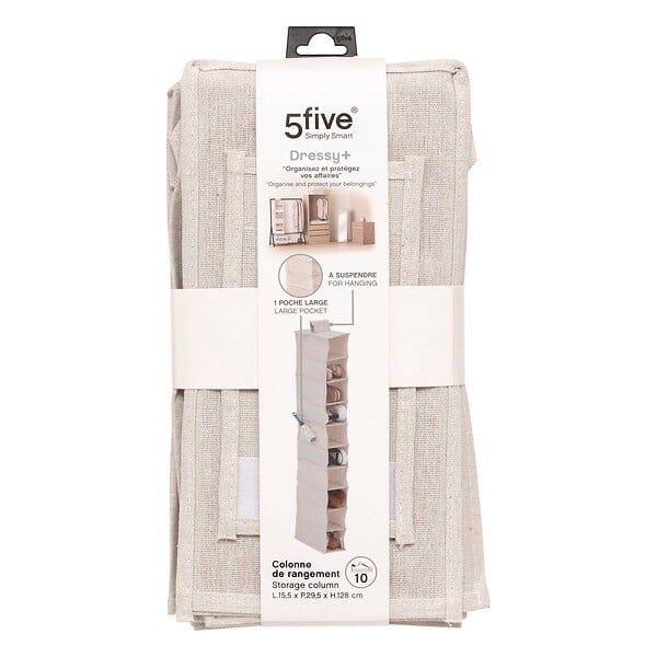 5 FIVE SIMPLY SMART - Rangement chaussures "Groomy" 10 cases avec panier beige 128x15,5cm - large
