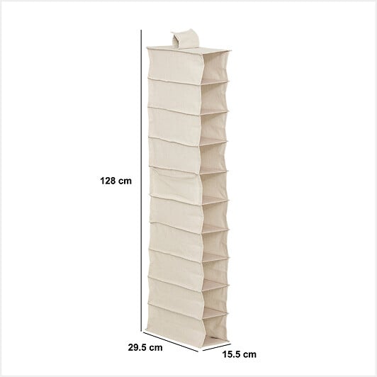 5 FIVE SIMPLY SMART - Rangement chaussures "Groomy" 10 cases avec panier beige 128x15,5cm - large