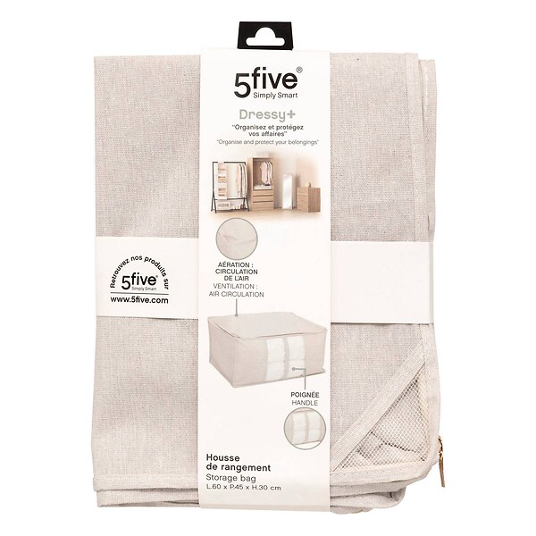 5 FIVE SIMPLY SMART - Housse de rangement "Groomy" souple beige 60x30cm - large