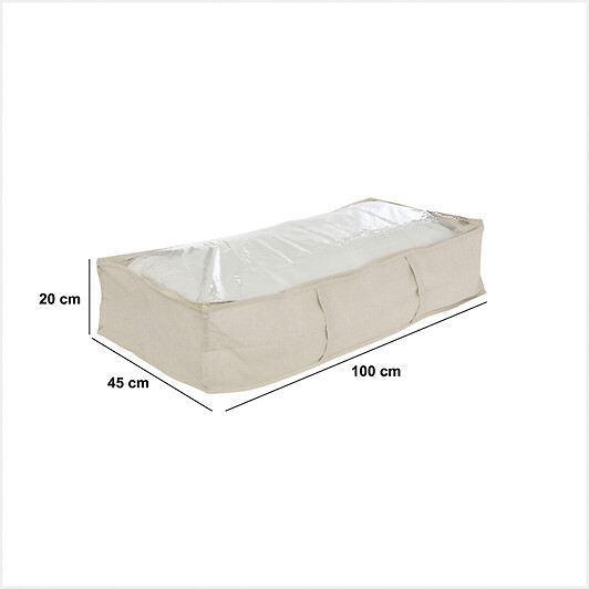 5 FIVE SIMPLY SMART - Housse de rangement "Groomy" sous lit beige 100x20cm - large