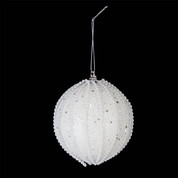 FEERIC LIGHTS & CHRISTMAS - Boule avec perles pailletées D.8cm polystyrène assorti - large