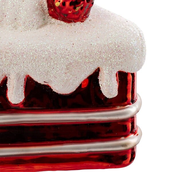 FEERIC LIGHTS & CHRISTMAS - Sujet part de gâteau verre H.8cm rouge et blanc - large