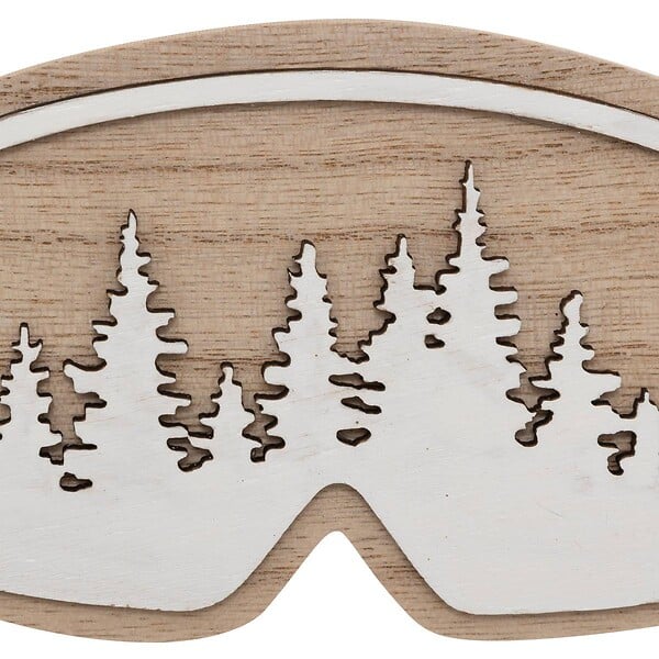 FEERIC LIGHTS & CHRISTMAS - Sujet masque de ski reflets sapins bois l.16cm marron - large