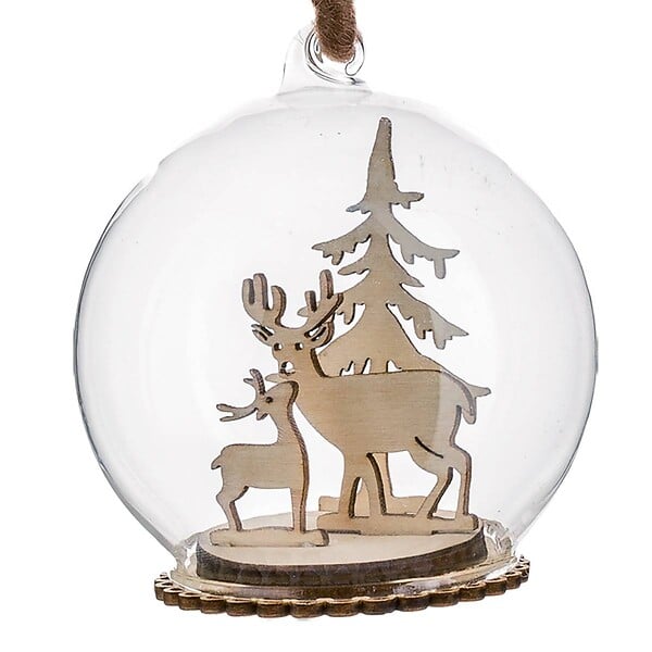 FEERIC LIGHTS & CHRISTMAS - Boule de Noël Verre Inséré Décor Bois - large