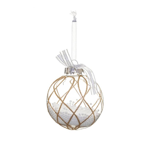 FEERIC LIGHTS & CHRISTMAS - Boule avec billes à l'intérieur D.8cm or - large