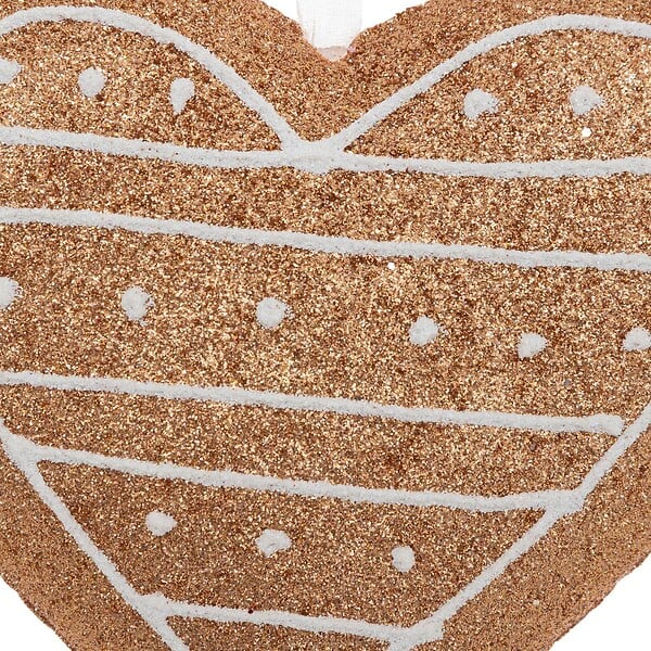 FEERIC LIGHTS & CHRISTMAS - Sujet cœur cookie paillettes polystyrène H.13cm marron - large