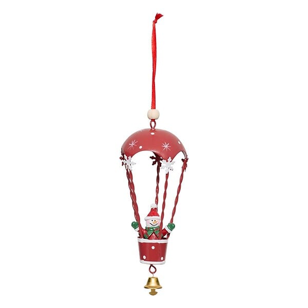 FEERIC LIGHTS & CHRISTMAS - Sujet bonhomme de neige montgolfière métal H.14cm assorti - large