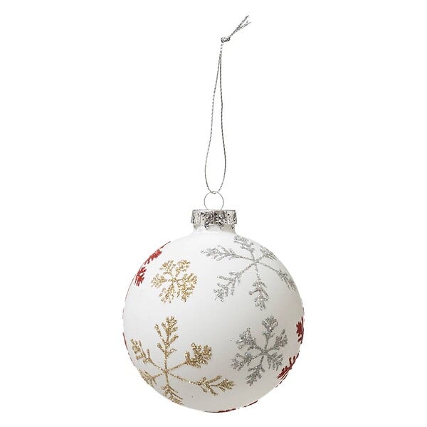 FEERIC LIGHTS & CHRISTMAS - Boule de Noël en Verre 80 mm Flocon 3 Assortiment - large