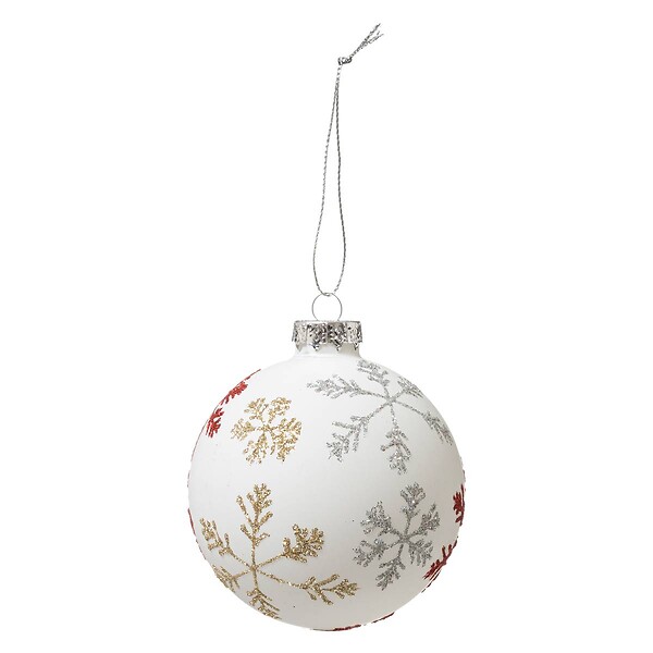 FEERIC LIGHTS & CHRISTMAS - Boule de Noël en Verre 80 mm Flocon 3 Assortiment - large