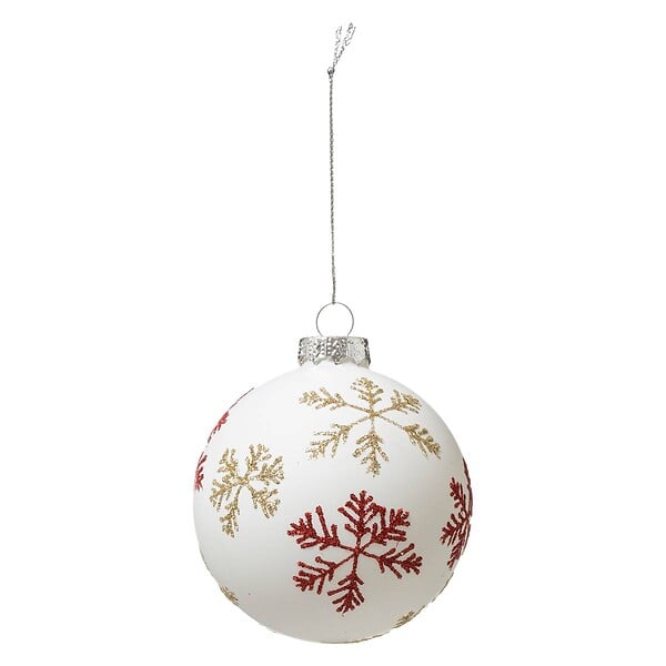 FEERIC LIGHTS & CHRISTMAS - Boule de Noël en Verre 80 mm Flocon 3 Assortiment - large