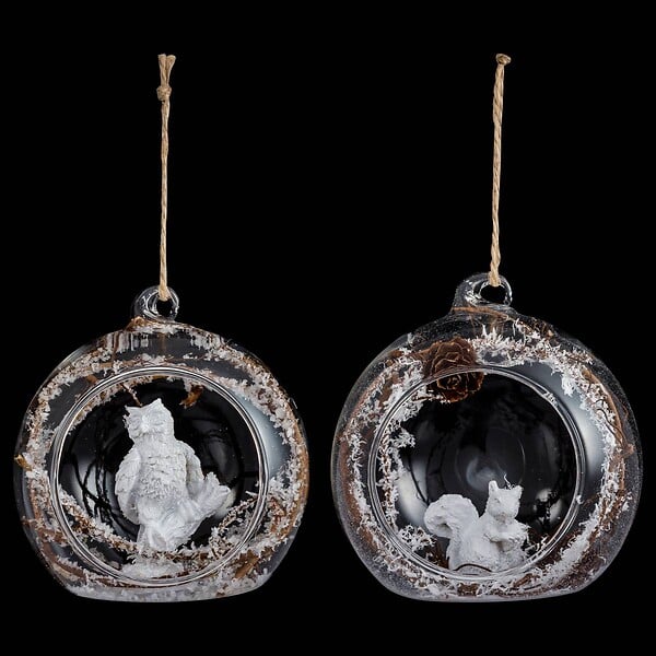 FEERIC LIGHTS & CHRISTMAS - Boule ouverte avec écureuil 8cm verre - large