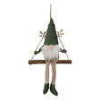 FEERIC LIGHTS & CHRISTMAS - Sujet gnome balançoire textile H.16cm vert - vignette