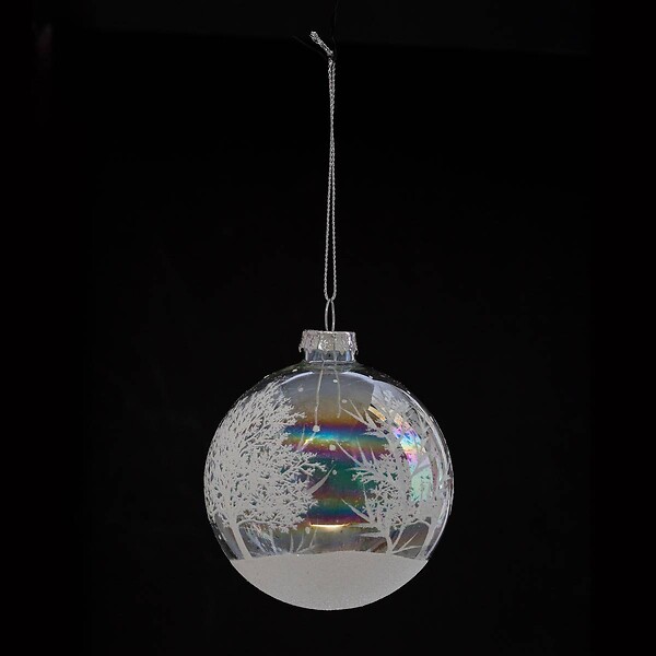 FEERIC LIGHTS & CHRISTMAS - Boule de Noël 80 mm Dessin Blanc 2 Assortiment - large