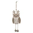 FEERIC LIGHTS & CHRISTMAS - Suspension de noël bois hibou fourrure grelot - vignette