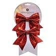 FEERIC LIGHTS & CHRISTMAS - Lot de 2 décorations nœuds pailletés rouge 13x15cm - vignette