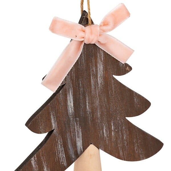 FEERIC LIGHTS & CHRISTMAS - SDN BOIS SAPIN NOEUD ROSE 15CM - large