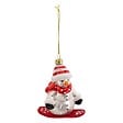 FEERIC LIGHTS & CHRISTMAS - Sujet bonhomme de neige snowboard verre H.10cm rouge et blanc - vignette