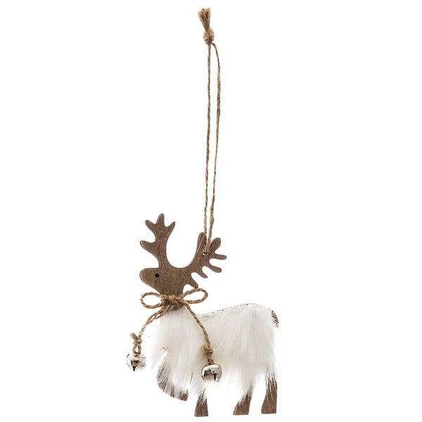 FEERIC LIGHTS & CHRISTMAS - Sujet renne avec fourrure 10cm bois - large