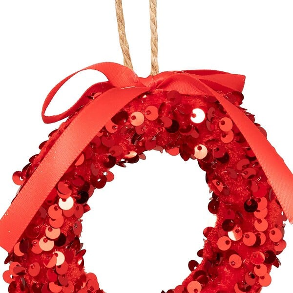 FEERIC LIGHTS & CHRISTMAS - Sujet cœur sequins polystyrène H.11cm rouge - large