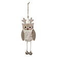 FEERIC LIGHTS & CHRISTMAS - Suspension de noël bois hibou fourrure grelot - vignette