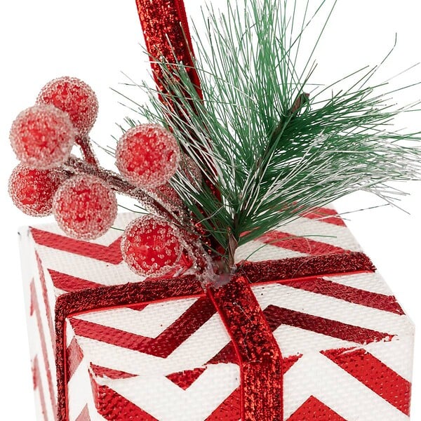 FEERIC LIGHTS & CHRISTMAS - Sujet cadeau baies rouges 10cm polystyrène - large