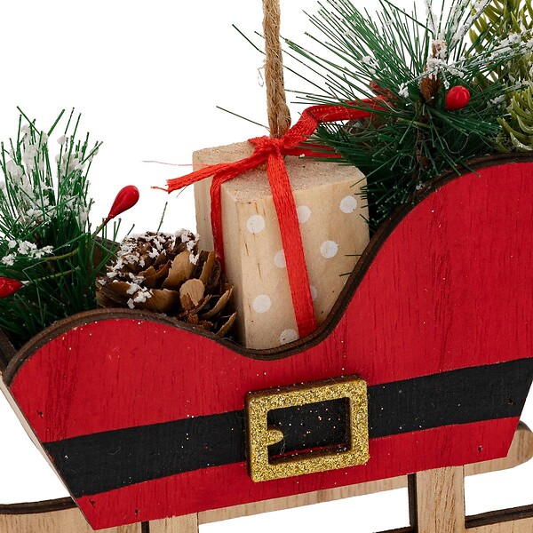 FEERIC LIGHTS & CHRISTMAS - Sujet traîneau bois H.12,5cm rouge - large