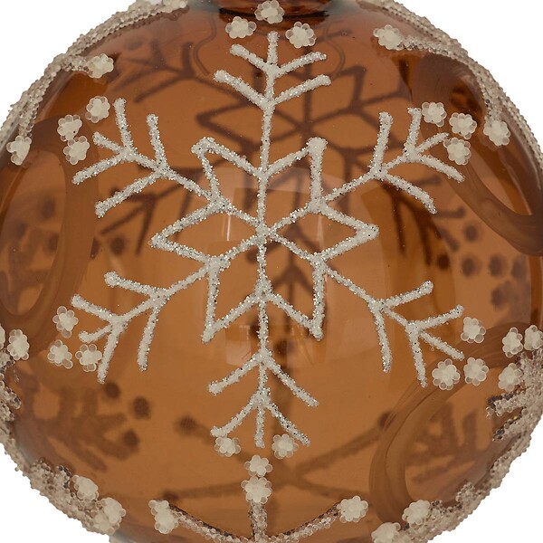 FEERIC LIGHTS & CHRISTMAS - BDN VERRE 80MM FLOCON MARRON - large