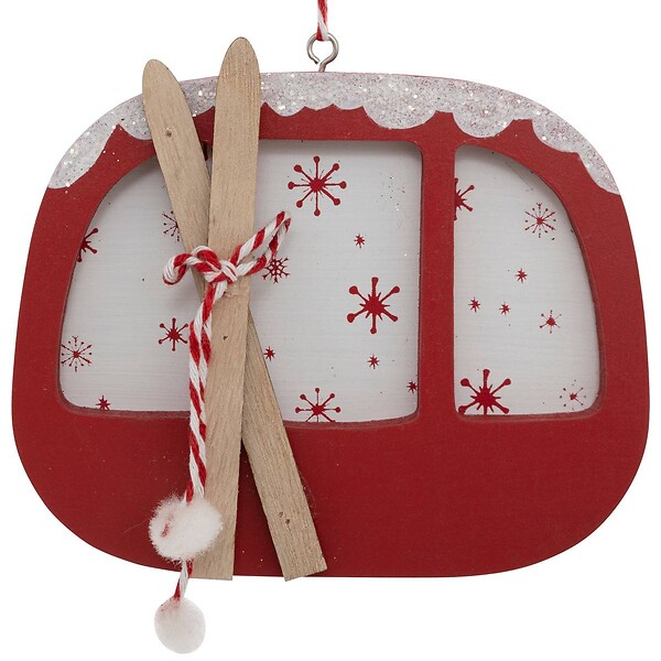 FEERIC LIGHTS & CHRISTMAS - Sujet télécabine bois H.10cm rouge - large