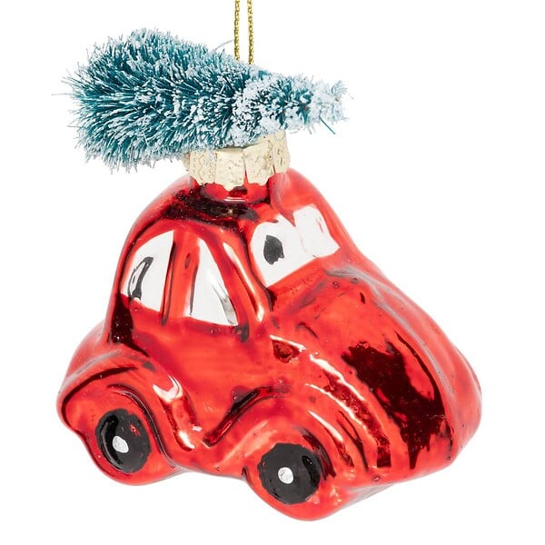 FEERIC LIGHTS & CHRISTMAS - Sujet voiture et sapin H.7cm verre rouge et vert - large