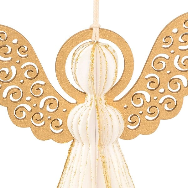 FEERIC LIGHTS & CHRISTMAS - Sujet ange ailes papier H.15cm doré - large