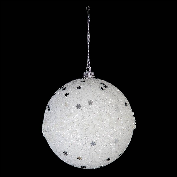 FEERIC LIGHTS & CHRISTMAS - Boule noël argent pailletée D8 - large