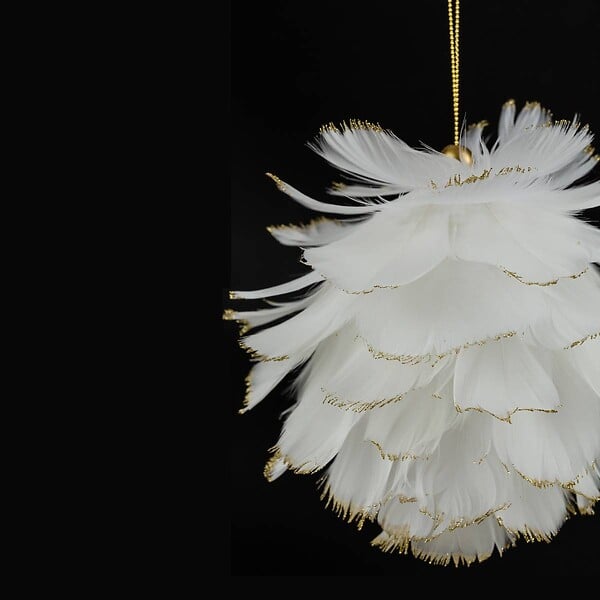 FEERIC LIGHTS & CHRISTMAS - Sujet boule plumes bout pailletés - large
