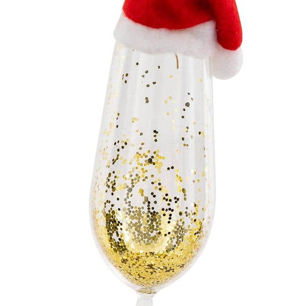 FEERIC LIGHTS & CHRISTMAS - Sujet flûte champagne bonnet rouge verre H.16cm - large