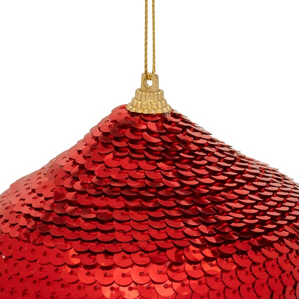 FEERIC LIGHTS & CHRISTMAS - Sujet forme oignon sequins polystyrène D.10cm rouge - large