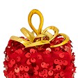 FEERIC LIGHTS & CHRISTMAS - Sujet polystyrène cadeau sequins H.10cm rouge - vignette