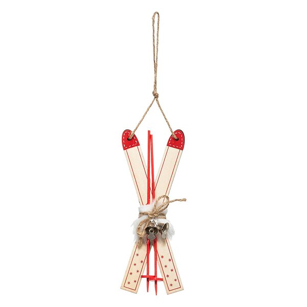 FEERIC LIGHTS & CHRISTMAS - Sujet de Noël en Bois Ski Rouge Nature 2 - large