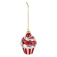 FEERIC LIGHTS & CHRISTMAS - Sujet cupcake verre H.10cm rouge et blanc - vignette