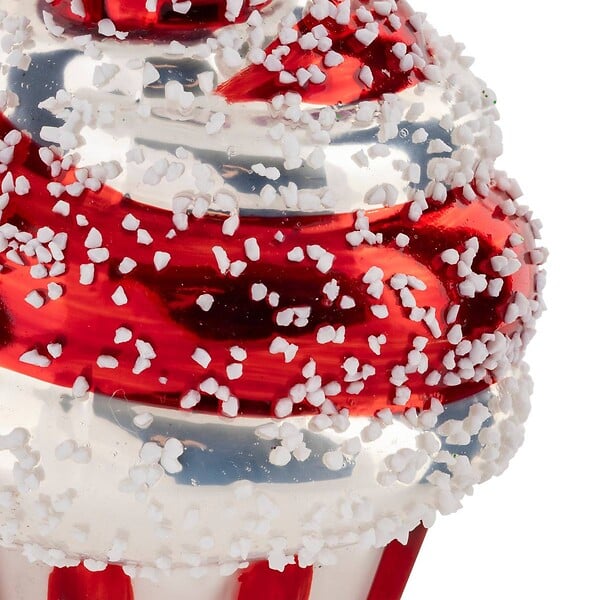 FEERIC LIGHTS & CHRISTMAS - Sujet cupcake verre H.10cm rouge et blanc - large