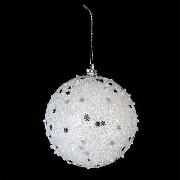 FEERIC LIGHTS & CHRISTMAS - Boule noël argent pailletée D8 - large