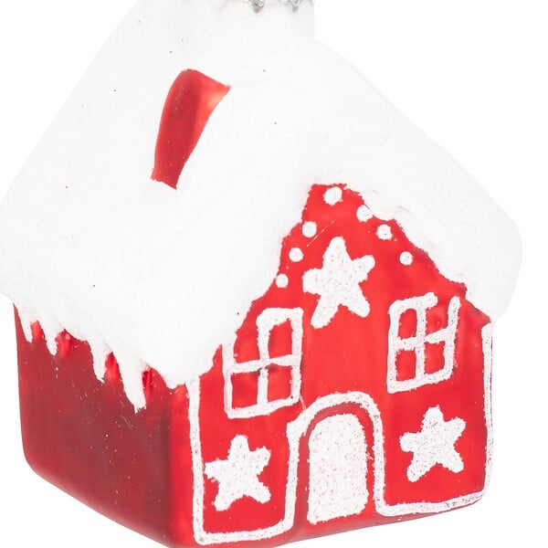 FEERIC LIGHTS & CHRISTMAS - Sujet maison H.7cm verre rouge et blanc - large