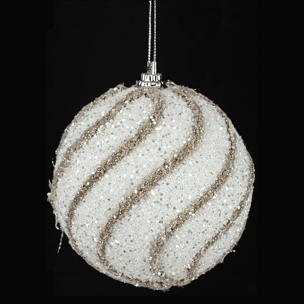 FEERIC LIGHTS & CHRISTMAS - Boule de noël pailletée et fil jute D8 - large
