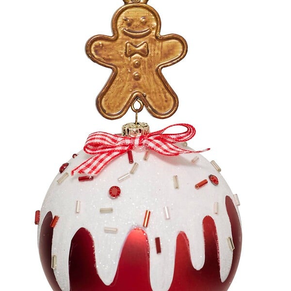 FEERIC LIGHTS & CHRISTMAS - Boule pain d'épice Gourmand D.8cm Rouge - large