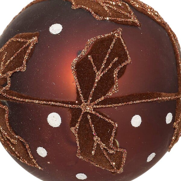 FEERIC LIGHTS & CHRISTMAS - Boule verre feuilles D.8cm marron - large