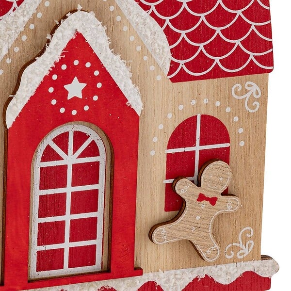 FEERIC LIGHTS & CHRISTMAS - Sujet maison pain d'épice bois H.15cm rouge - large