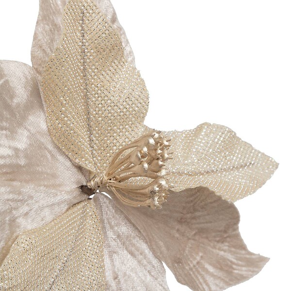 FEERIC LIGHTS & CHRISTMAS - Sujet poinsettia bout pailleté 23cm - large