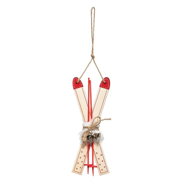 FEERIC LIGHTS & CHRISTMAS - Sujet de Noël en Bois Ski Rouge Nature 2 - large