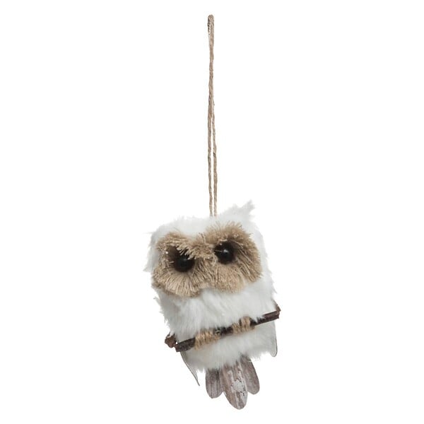 FEERIC LIGHTS & CHRISTMAS - Sujet de noël hibou fourrure H10 - large