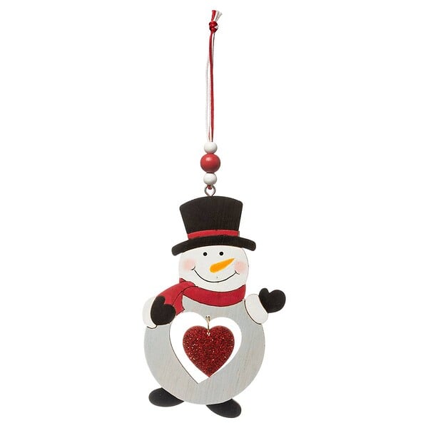 FEERIC LIGHTS & CHRISTMAS - Sujet de Noël Bois Père Noël Bonhomme de Neige Coeur 2 Assortiments - large