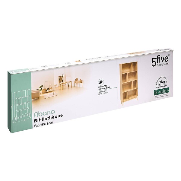 5 FIVE SIMPLY SMART - Bibliothèque Abana bois clair - large